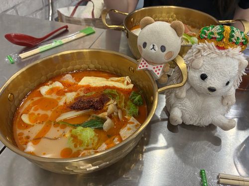 麻辣湯‼️前とは違うお店なんだポヨ〜
君はもしかしてちぷみシャン⁉️
ここの麻辣湯は辛くて美味しかったんだポヨ〜🦔🦔🦔