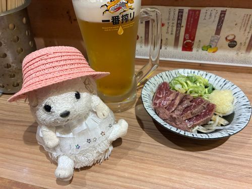 せっかく都会に出てきたんだから、カフェだけではかえれないんだポヨ〜
牛たたきとビールたまらないんだポヨ〜🐮🫶🦔