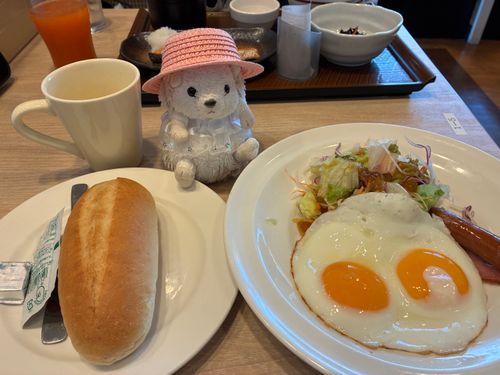 今日はまっまるママさんの病院の日だったポヨ〜
朝一番の診察だったから、終わってから遅めのモーニングを食べたポヨ〜