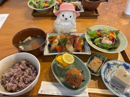 お寺御膳、お肉もお魚も全く使ってないんだポヨ〜
お野菜たっぷりで、とってもヘルシーなんだポヨ🦔⸒⸒