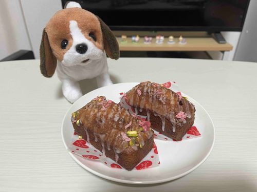 きょうも しょくごに……🤭
さくらの パウンドケーキ🌸
さくらの はなが のってるの❗️😮
なかには クランベリーが はいってて さくらの ふうみと あいしょう ばつぐん✨
さいきん しょくごの ティータイムが かかせなく なってきてるよ☕️