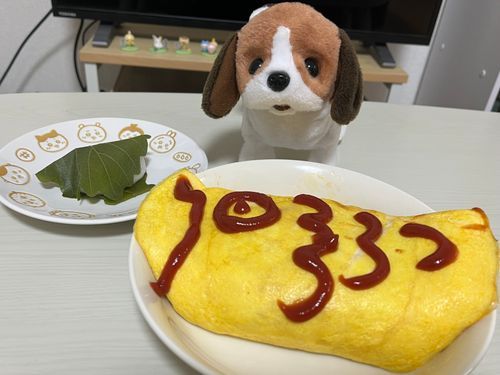 きょうの ばんごはんは オムライス🍅
こどものひだから こいのぼりの えを かいたの🎏
かしわもちも たべたよ🌱‬‪