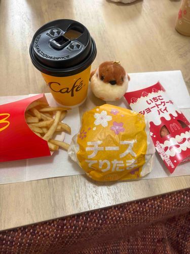 今日のお昼ご飯はマクドナルド🍔🍟
チーズてりたま美味しかったね💓ちゅんたん！