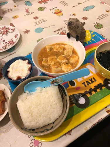 今日の夜ご飯は、マーボードーフいただきまーす🍛☺️😀