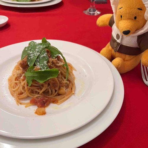 ぷーやんとパスタ屋さんに来たよ！
ほうれん草のスープがおいしかったよ