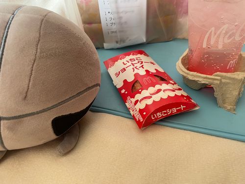 いちごショートケーキパイ食べたかったんだー！
美味しそー！
Byぐーちゃん

シャ…甘いのは好きじゃないからポテトだけもらうシャモ…
Byシャすけ