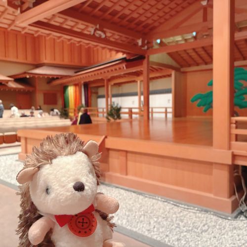 今日は定例…ではなく、
お誘いいただきまして狂言の観賞へ！！
ここは柱が一本わざと無くしていて
とっても見やすいです✨
秋の初めに大笑いです😆