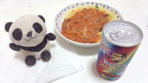持ち主の晩御飯の担々麺とレインボーコーヒーだよ🌈☕︎