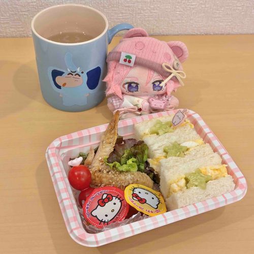 ぬちはんがおべんとうをつくってくれたんよ。いただきます♪みんなはなにたべてるんやろ?