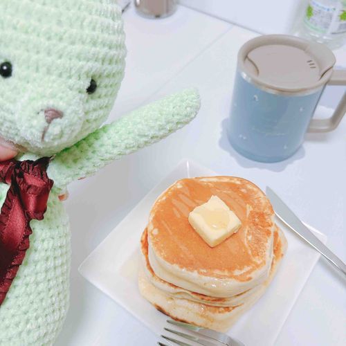 この前おうちに一緒に住んでるお姉ちゃんが作ってくれたパンケーキ！ふわふわ〜♪