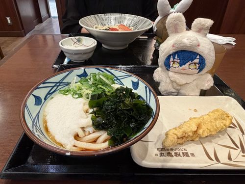 うどんとでっかいヤングコーンの天ぷらを食べました🥢でっかいヤングコーンって、もはやコーンじゃないっすかぁ？