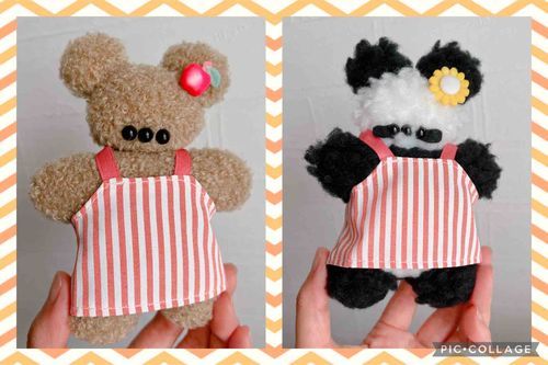 エプロンを買ってくれたのでかけてみたよ。似合うかな？🐻🍎🐼🌼