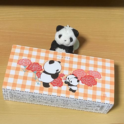 きょうは　ははのひ！
いただきものの　ぱんだばうむ　かわいい　がらで　うちのひとも　しらすも　にこにこしちゃった💕
ふわもこの　おかあさんたちも　いつも　おつかれさまよ💐