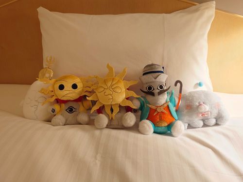 (番外編)
太陽の塔ぬい、地底の太陽ぬい、タローマンぬい、水差し男爵ぬい、デアくん