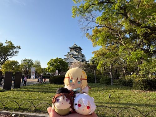 ぬし様のゲーム本丸が掘っている大阪城にも行きましたよ。今回は天気に恵まれて良かったでね🦊