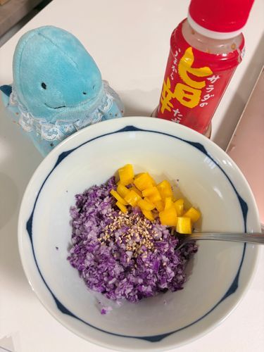 紫キャベツと辛み大根とパプリカ🥗
かいぬし間違えてひとつ200円の高級パプリカをふたつも買ってしまってしょぼくれてたけど、甘くておいしかった🤔🟡