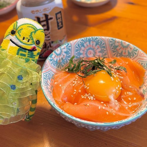 キラキラサーモン🐟💫
ちなみに後ろの甘だれは、みたらし団子の味がする🍡w