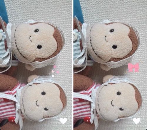 みてー、バブーシュカって言うんだって。おしゃれしてみた🐵🐵