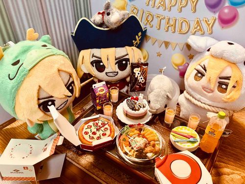 みんなで誕生日のお祝いだ！
ケーキもあるぞ