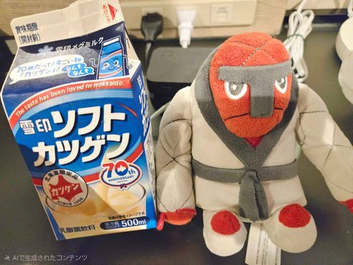 なんと　トレーナーかぞくといっしょに　ほっかいどうりょこうだ
ホテルで　おいしいのみものと　しゃしんをとったぞ　トレーナーのてを　うまいこと　えーあいがけしてくれた　すごいなあ