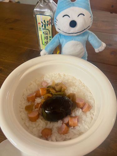 朝のピータン粥だよ〜