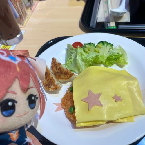 かにゃめさんオムライス食べたいの？
え、オムライスとぎょうざが合うか心配？