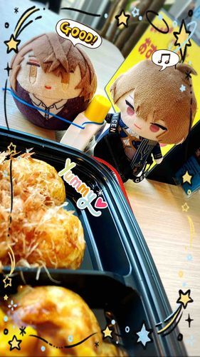 もちぬしと きょうりょく して たべにきた！
たこやき おいしかた！