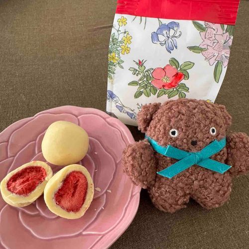 ろっかてい  の いちごチョコ.
かわいくて おいしくて よくリピートしてるんだ.