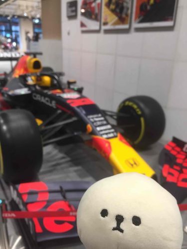 F-1カーと一緒に撮ってもらったよ〜。
かっこいい！