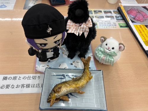 🎸「あゆのしおやき！たべたよ🐟
みもほねも、やわらかくてたべやすかった〜✨
…ぬし、あたまからしっぽまでまるまるたべてたよ…いくらやわらかいからとはいえ、すごいね🤣」
