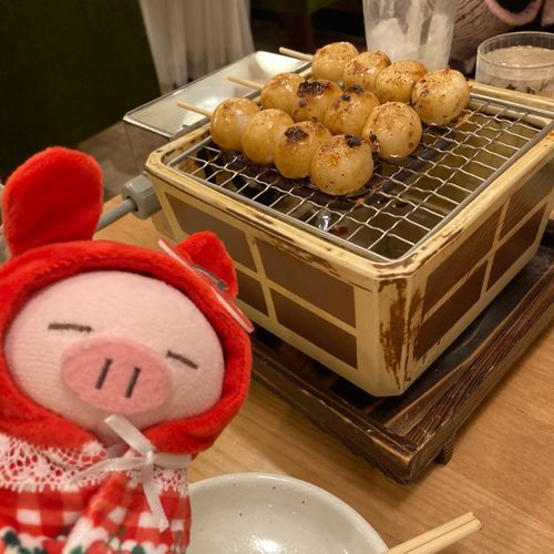 おかげ庵でダンゴを焼いたよ！
