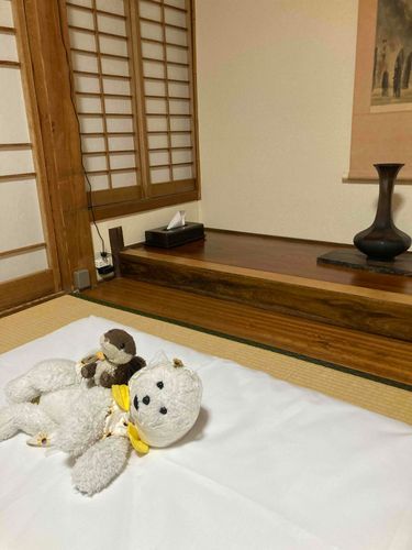 旅館にとうちゃくです！
たたみのにおいが落ちつきます♪