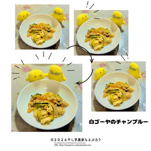 白ゴーヤ(しろくまゴーヤ)でチャンプルーを作りました。
あんなに小さかった白ゴーヤが立派に美味しく育ってくれて、感動している干し芋妖精です。