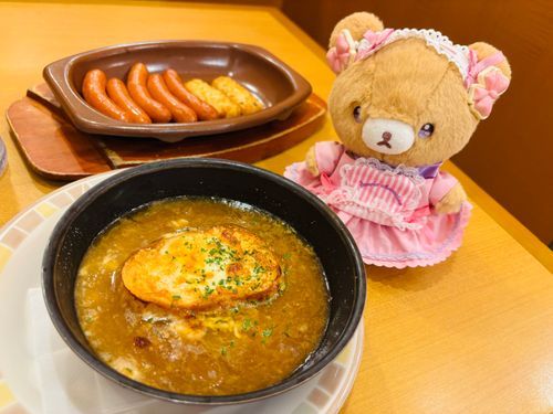 🧸こぐです。こないだの おしゃしん あっぷわすれてたの‪‪💦‬たまねぎの ズッパと チョリソー ままのだいすきなやつだよ～❣️
