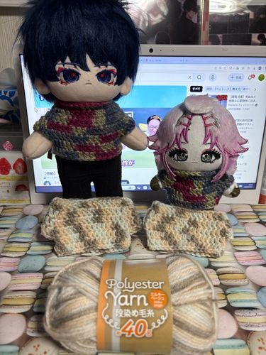 タートルネックぬいセーター20色目🧶🪡
使った毛糸：Polyester
Yarn ミルキーベージュ