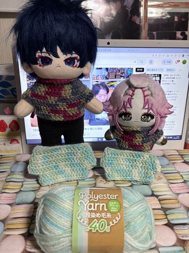 タートルネックぬいセーター21色目🧶🪡
使った毛糸：Polyester
Yarn ミルキーグリーン