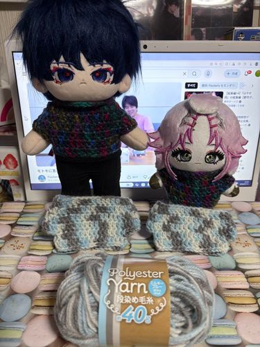 タートルネックぬいセーター22色目🧶🪡
使った毛糸：Polyester
Yarn ミルキーブルー