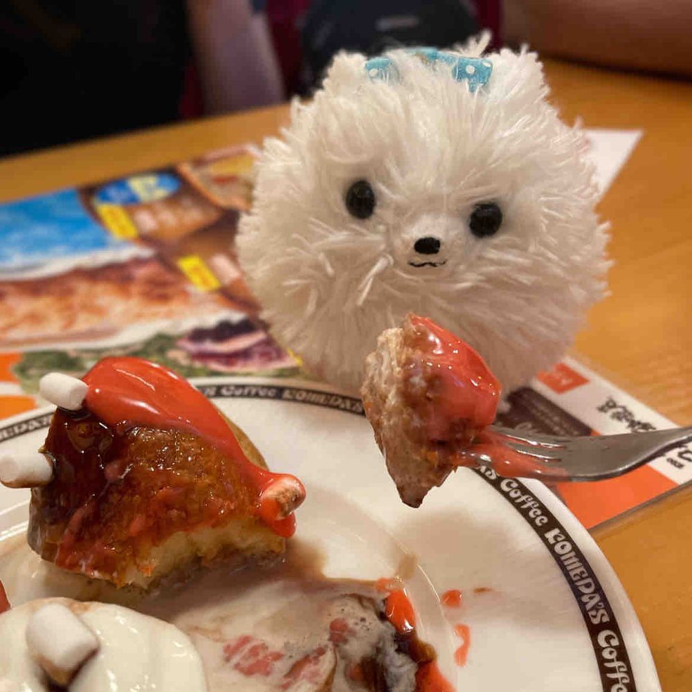 コメダｷﾀ━(ﾟ∀ﾟ)━!早速ポケモンコラボメニュー注文‼️デロデロに溶けたシロノワールを一口もらった♡最後ピカチュウのキーホルダーが出て喜びのピカチュウ⸜(˶﻿ˆ꒳ˆ˵)⸝ 