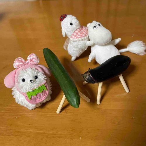 この野菜でできた乗り物は何だ何だ⁉️ムーミンが乗る物じゃないぞ🫵🏻( ･᷄ὢ･᷅ )
今日は親戚集合でご馳走を食べる日なんだって🍣\( ᐛ )/