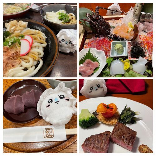 久しぶりです💦今回台風の中お伊勢参り⛩️に行った写真！ポメは大きくて留守番😅ぼく、モモがお届け❗️伊勢海老ブリブリうまっ🦐赤福、伊勢うどんもうまし😋名古屋のスイーツシャチボン！ミジュマルもいっぱいいたよ。帰りの🚄で見えた奇跡富士山✨雨三昧の旅だった😂