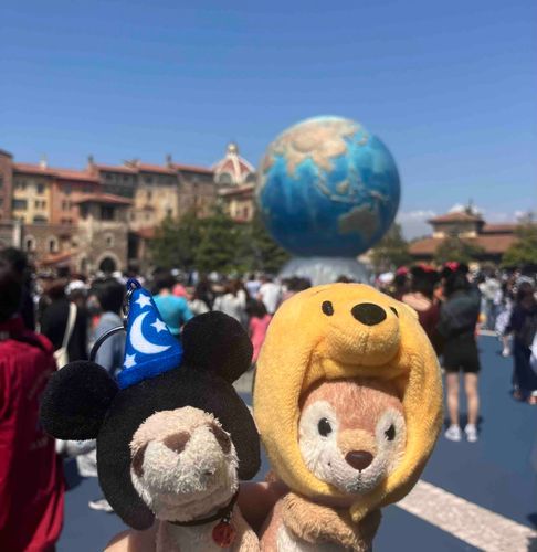 しまちゃんとディズニーシー行ってきたよ✨
タワーオブテラーにはじめてのったんだけどぼくムリ😭　しまちゃんは平気そうだった😳
あたらしいお友だちできたよ✨
ダッフィーくんとオルメルくん✨よろしくだね💕