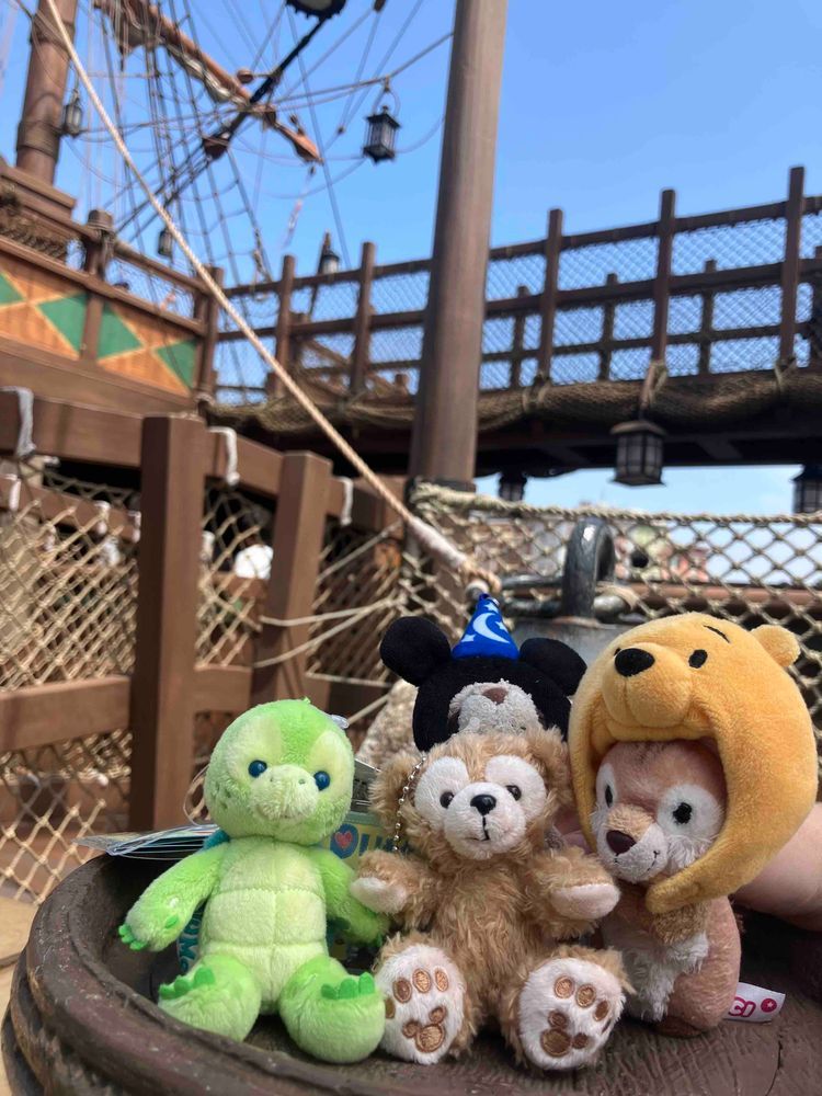 しまちゃんとディズニーシー行ってきたよ✨
タワーオブテラーにはじめてのったんだけどぼくムリ😭　しまちゃんは平気そうだった😳
あたらしいお友だちできたよ✨
ダッフィーくんとオルメルくん✨よろしくだね💕
