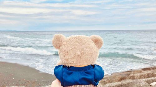 ほとんど　くもっていたけれど、それでも　なみのいろが　うすく　みどりがかっていて、みずが　きれいなのが　わかるくらい　だったんだ。きのうは　かぜが　つよくて、なみのなかに　なにか　いないか　さがせるくらい　たかさのある　なみが　たくさんきていて、ぼくは　オーナーさんと　いっしょに　ずっと　みとれてた。