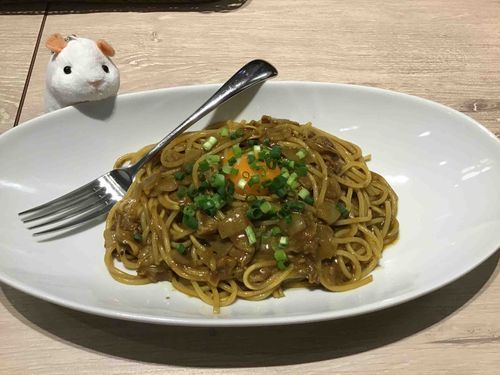かれーぱしゅたを食べたでしゅ！
おいしかったけど、からかったでしゅ！