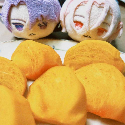 柿をいただきました　　　　　　　　　　　　　　　　　　　　　　　　　　　　

柿はばん秋の季語です。
少しずれてしまいましたが、きょようはんいです。とてもおいしかったです。
さみだれ🐾（左）

とってもおいしかったよ。また雨さんといっしょに食べたいな。
むらくも🐾（右）
