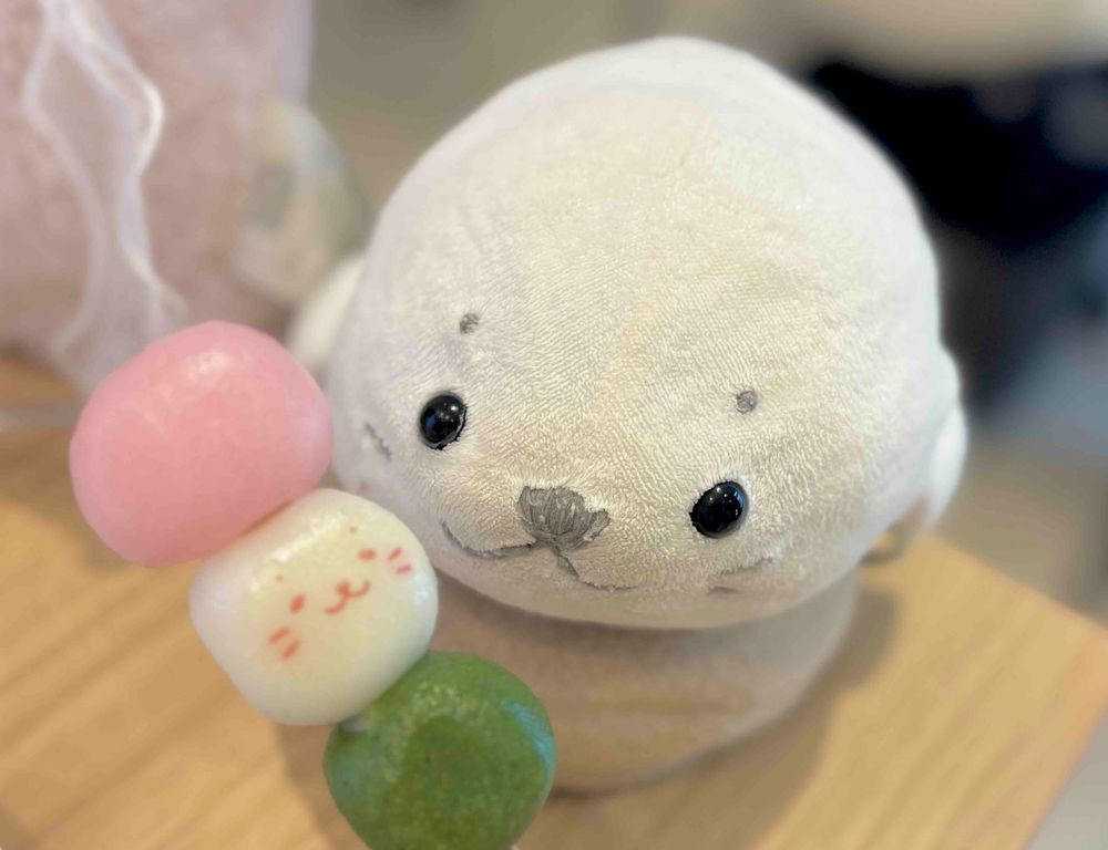 めざめてはじまるあざらしい1日⚪️🌸
みんなでしろたんのコラボカフェへいったよ〜⚪️🐧🐶
ふんわりさくらなカフェでお花見気分🎀
たまのお気に入りは3色だんごしろたん🍡