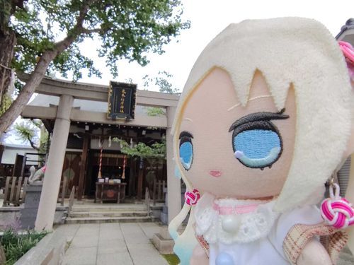 続いて飛木稲荷神社も参拝したよ。大火でも残ったイチョウの木があるんだよ。
#ぬい旅　#大沢瑠璃乃