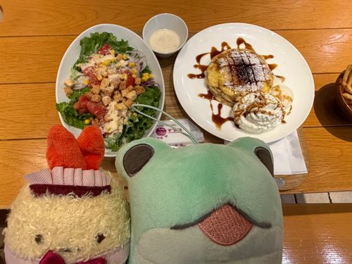 ごきげんよう。お嬢さんです。
かえるの『ぽ』ちゃんとブリュレパンケーキを食べに行ったの。あったかいパンケーキと冷たいアイスの組み合わせが本当に美味しかったなぁ。