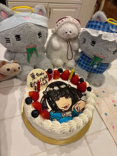 すみれさんのお誕生日のケーキでしゅ🍰
あのちゃんさんのケーキなんでしゅよ🍰
すごいですでしょ？