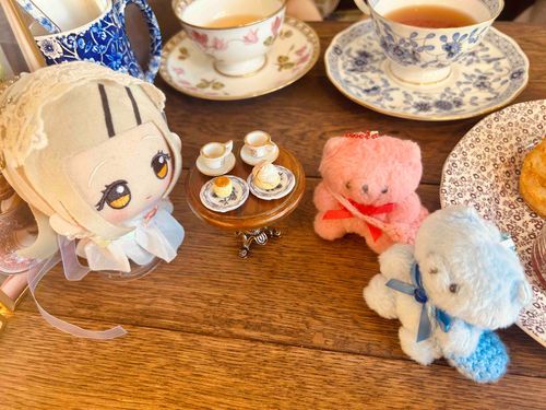 まえに、りゅやさんとひろちゃんと、おちゃにいったときの。
めいどさんが、うちらのおおきさのよういしてくれてん。うれしかった。
